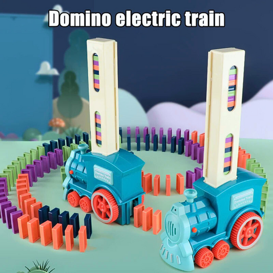 Automatic Domino Train Toy for Kids – Colorful Domino Stacking Set with Train Launcher