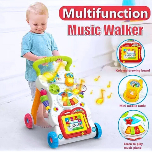 2-in-1 Baby Walker & Activity Learning Center – Musical Sit-to-Stand Push Toy for Babies & Toddlers