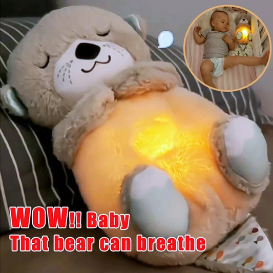 Soothing Plush Sleep Toy for Babies – Breathing Otter with Music, Glowing Belly & Soft Touch