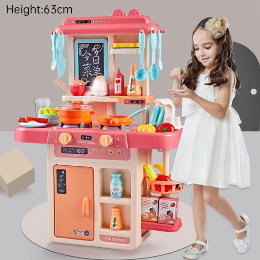 Deluxe Mini Kitchen Play Set for Kids with Lights, Sounds & Water Function – Realistic Cooking Toy Set
