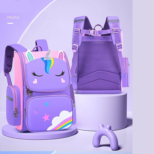 Cute Unicorn Kids School Backpack – Waterproof Lightweight Bag for Girls with Multiple Pockets