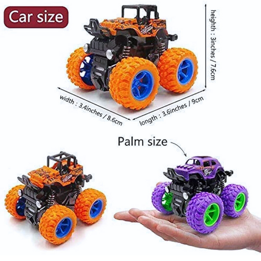360° Rotating Stunt Toy Cars – Push & Go Friction Powered Monster Trucks for Kids