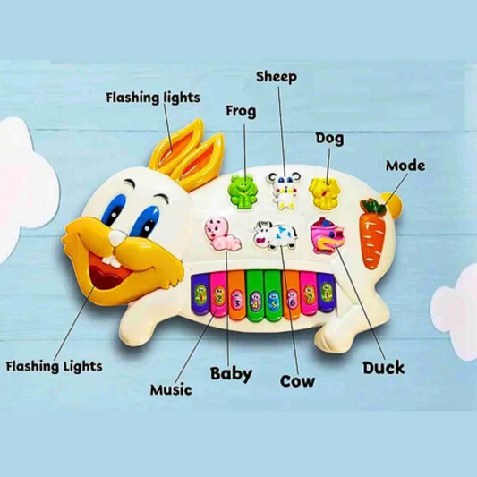 Bunny-Shaped Musical Piano Toy for Toddlers – Animal Sound & Light Keyboard with Music & Learning Features