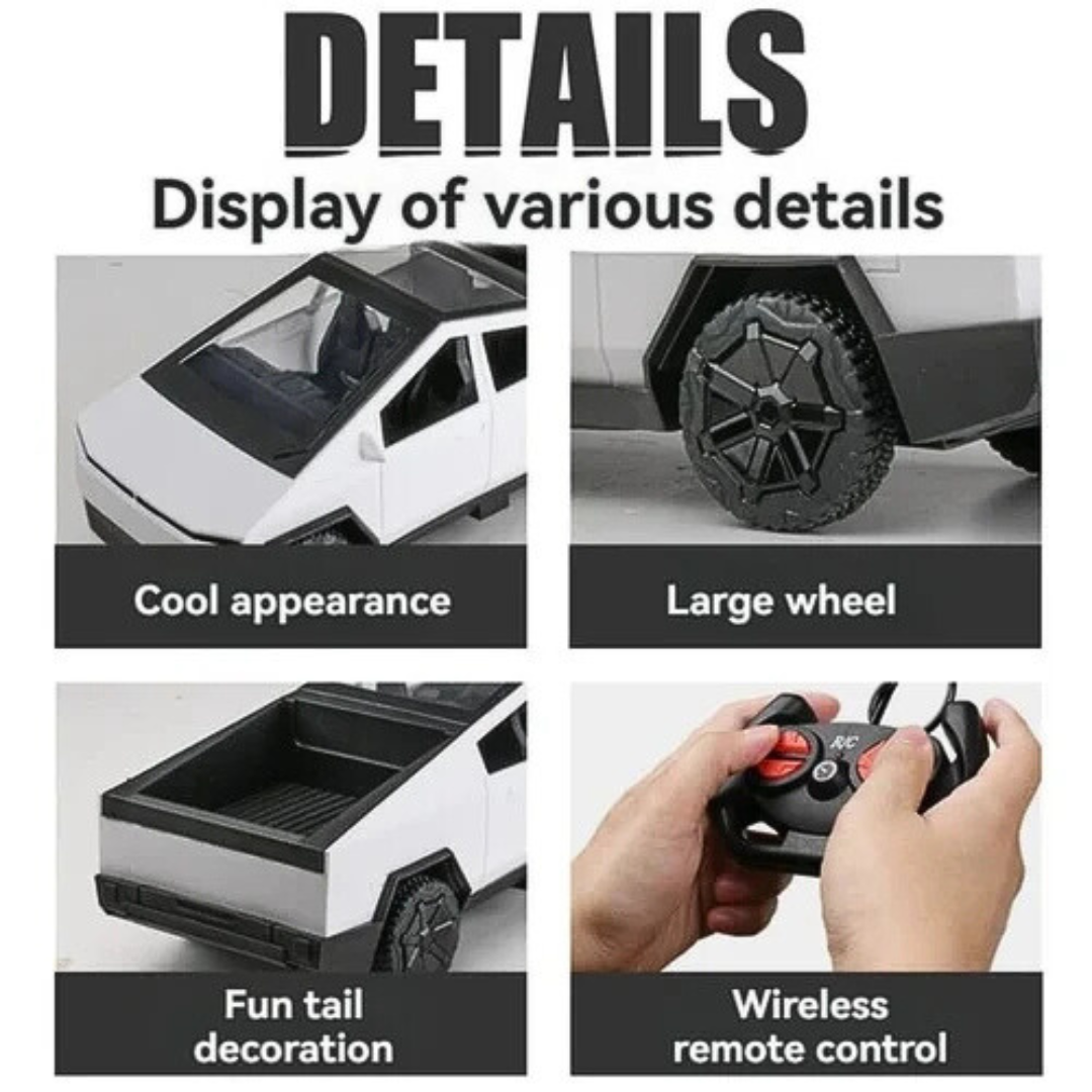Tesla Cybertruck Style RC Car – Remote Control Pickup with Rechargeable Battery
