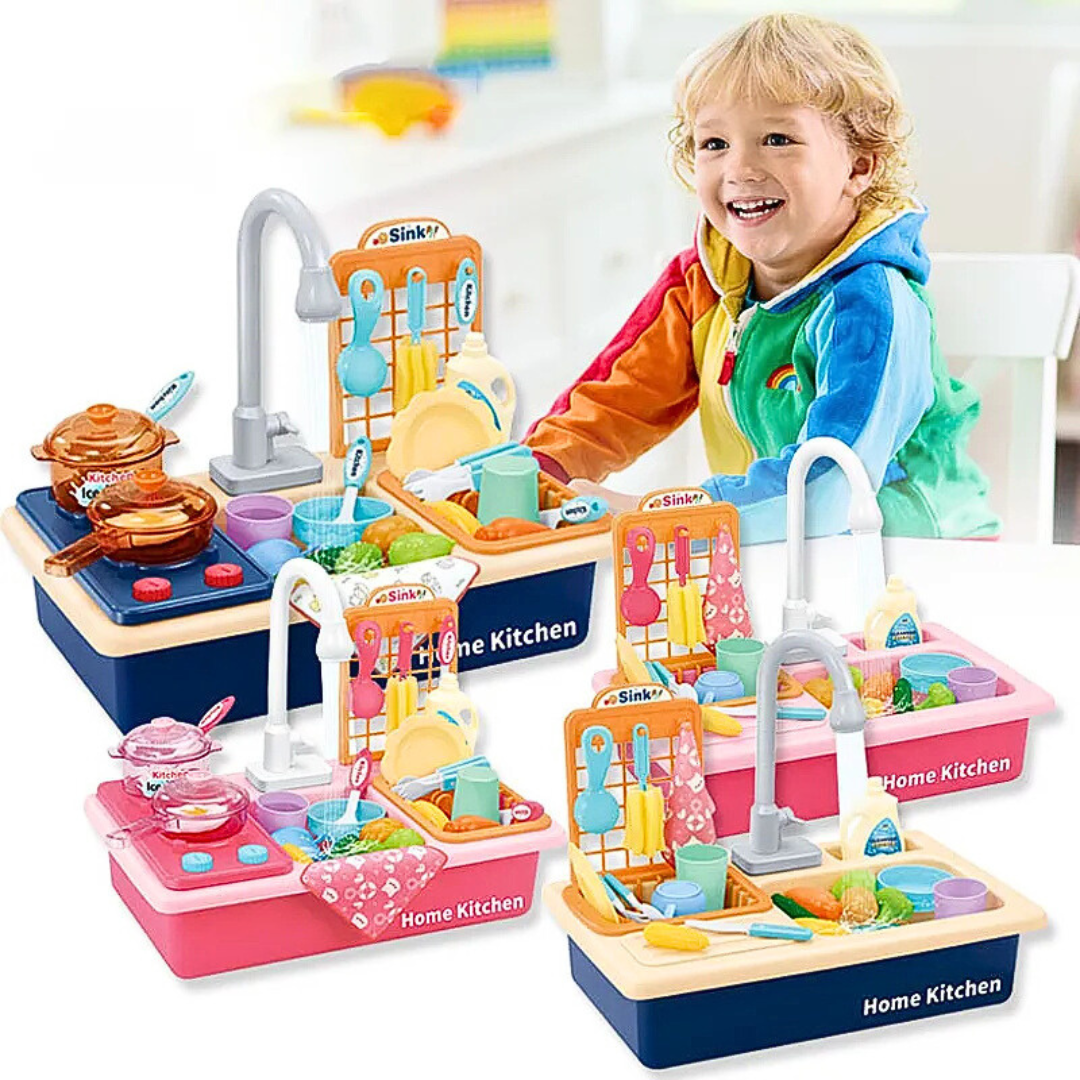 Water Pretend Toys Kids Kitchen Sink Water Dishwasher Toy Set