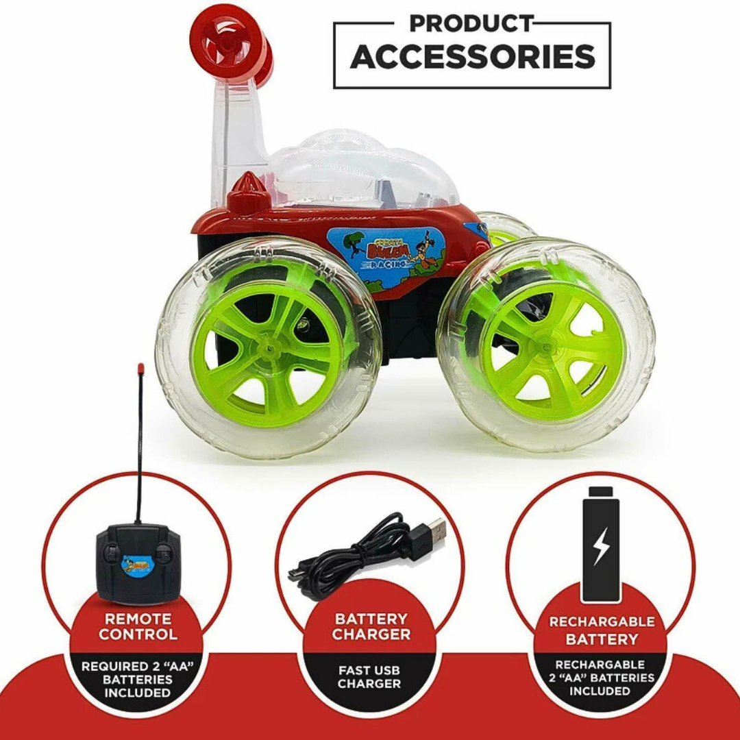 Ben 10 Remote Control Stunt Car with Flashing Lights & 360° Rotation