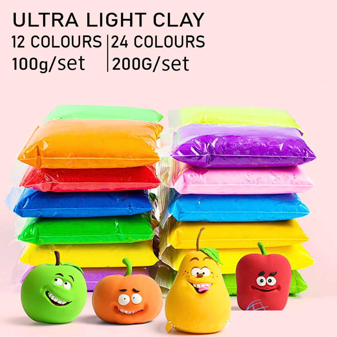 Colorful Ultralight Clay for Kids – 12 Bright Colors | Soft, Non-Toxic & Air Dry Modeling Clay