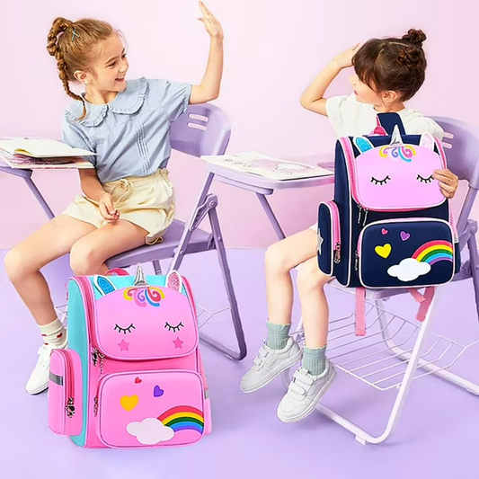 Cute Unicorn Kids School Backpack – Waterproof Lightweight Bag for Girls with Multiple Pockets