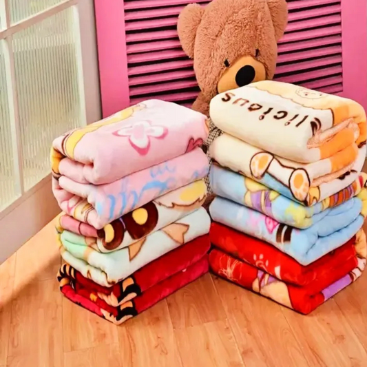 Ultra-Soft Baby Blanket – Cute Cartoon Printed Fleece Blanket for Newborns & Toddlers