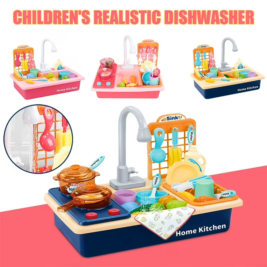Water Pretend Toys Kids Kitchen Sink Water Dishwasher Toy Set