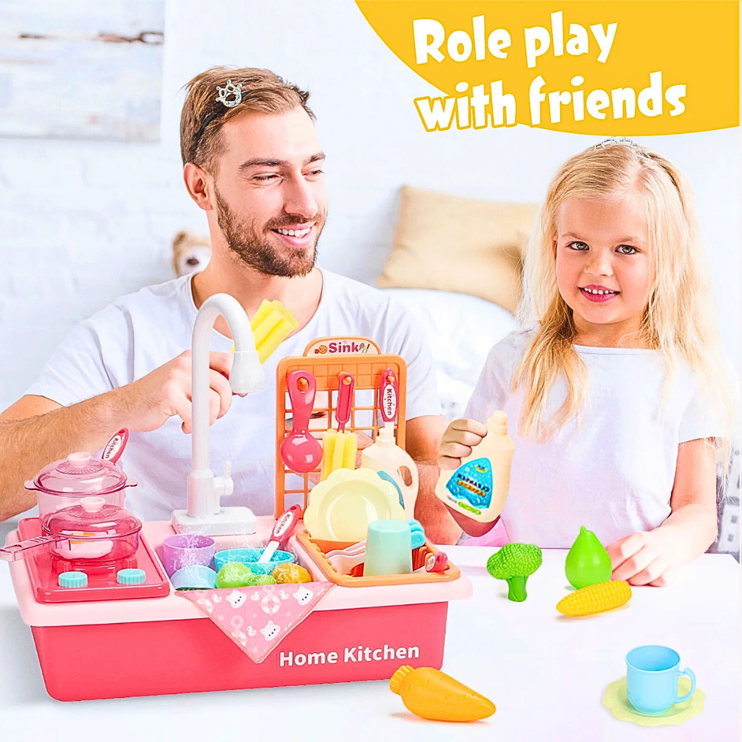 Water Pretend Toys Kids Kitchen Sink Water Dishwasher Toy Set