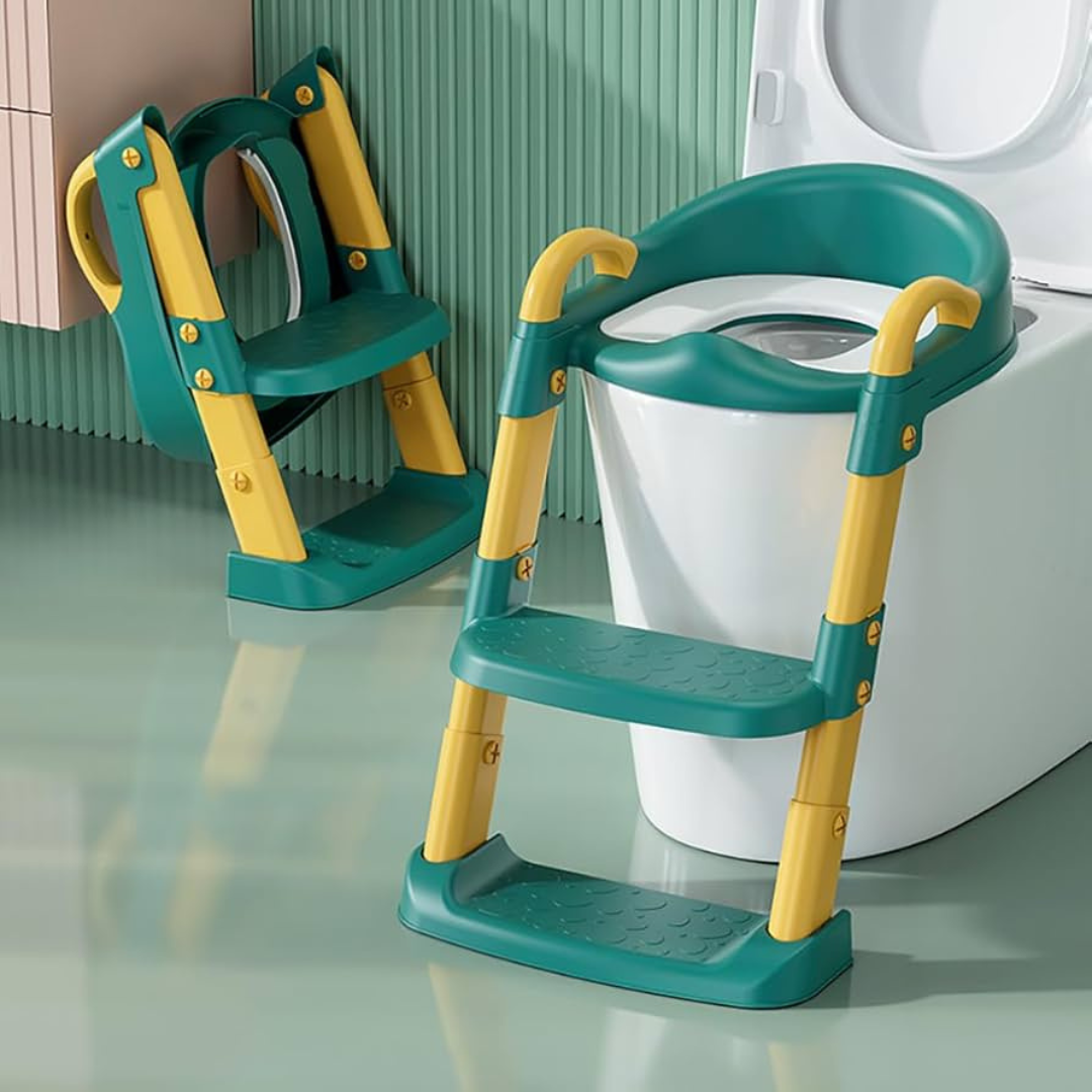 Toddler Toilet Seat and Step Kids Folding Potty Training Toilet Seat With Handle And Ladder (6M-10Y)