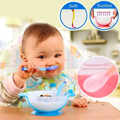Baby Tableware Suction Bowl Temperature Sensing Spoon Baby Food Baby Feeding Bowl - Feeding Bowl For Babies |