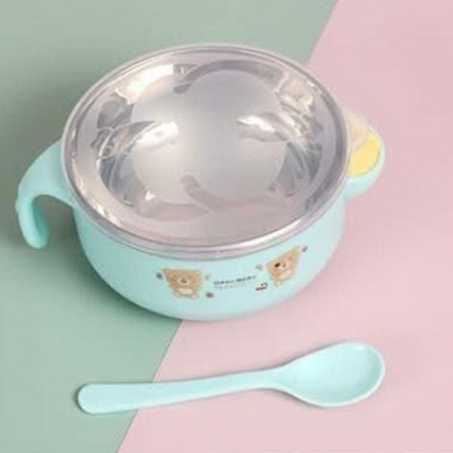 Baby Stainless Steel Warmer Feeding Bowl with Handles for Babies,Toddlers and Kids | spill-resistant baby bowl | Baby feeding bowl with lid