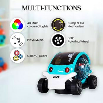 LED Flashing Light Toy Car for Kids – Musical Bump and Go Car with Lights & Music