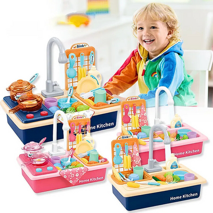 Water Pretend Toys Kids Kitchen Sink Water Dishwasher Toy Set