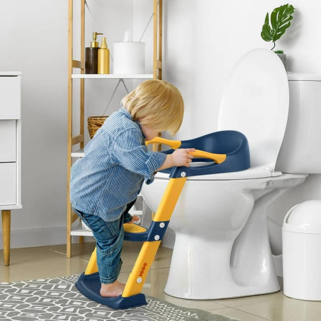 Toddler Toilet Seat and Step Kids Folding Potty Training Toilet Seat With Handle And Ladder (6M-10Y)