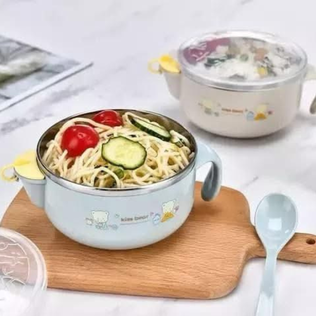 Baby Stainless Steel Warmer Feeding Bowl with Handles for Babies,Toddlers and Kids | spill-resistant baby bowl | Baby feeding bowl with lid