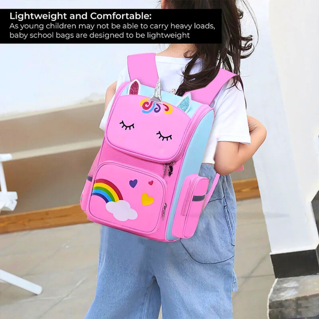 Cute Unicorn Kids School Backpack – Waterproof Lightweight Bag for Girls with Multiple Pockets