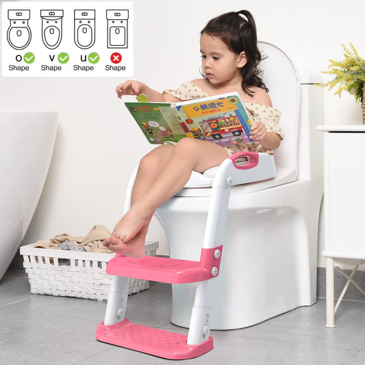 Toddler Toilet Seat and Step Kids Folding Potty Training Toilet Seat With Handle And Ladder (6M-10Y)
