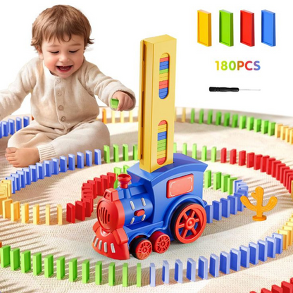 Automatic Domino Train Toy for Kids – Colorful Domino Stacking Set with Train Launcher