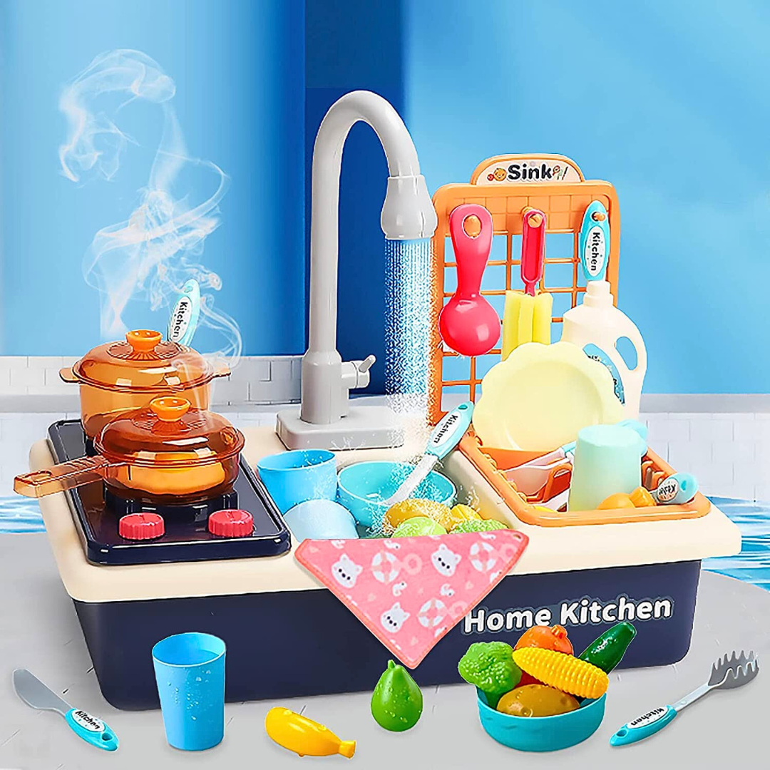 Water Pretend Toys Kids Kitchen Sink Water Dishwasher Toy Set