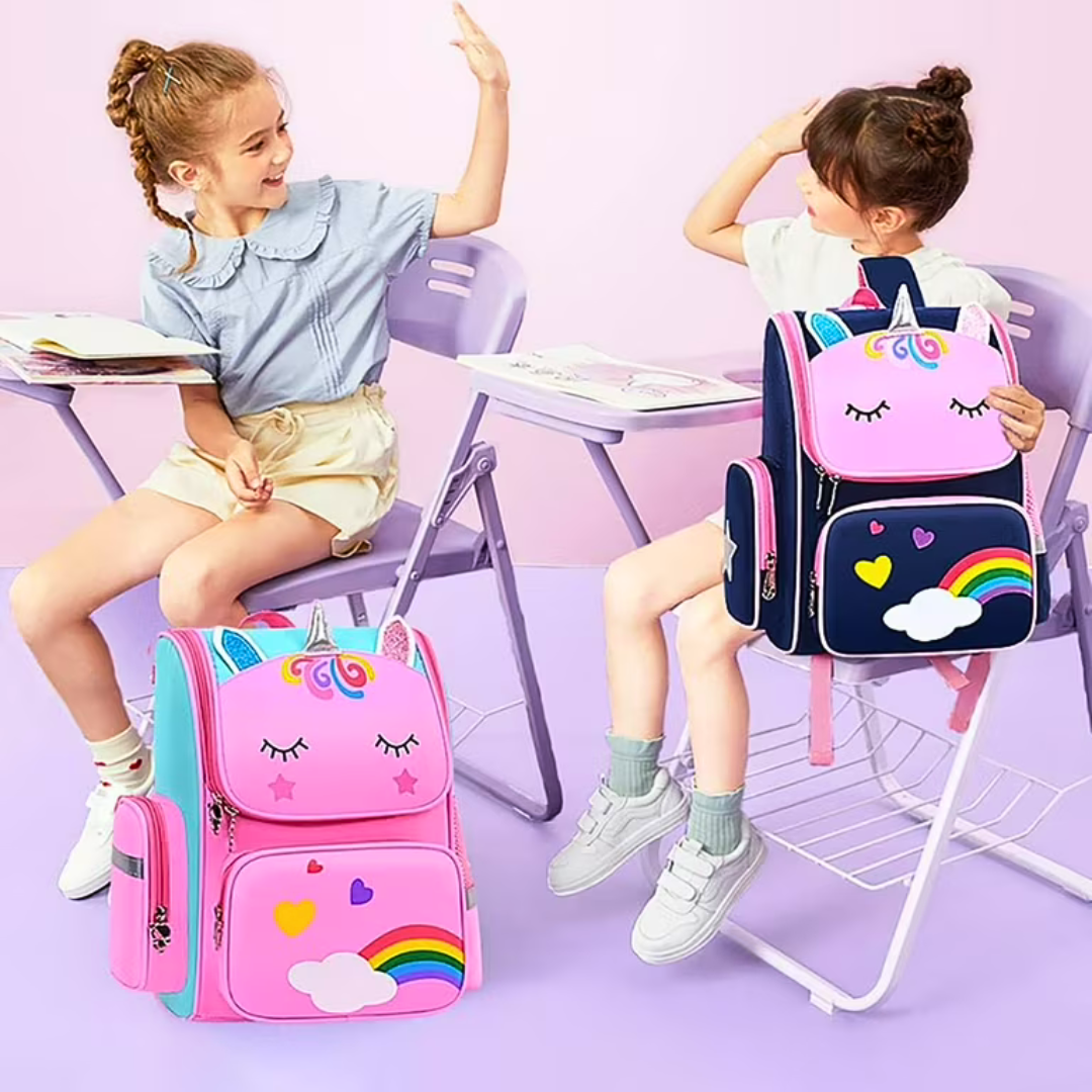 Cute Unicorn Kids School Backpack – Waterproof Lightweight Bag for Girls with Multiple Pockets