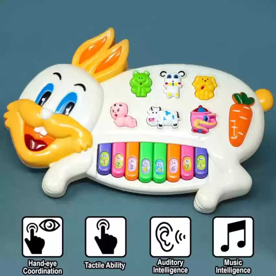 Bunny-Shaped Musical Piano Toy for Toddlers – Animal Sound & Light Keyboard with Music & Learning Features