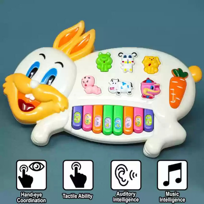 Bunny-Shaped Musical Piano Toy for Toddlers – Animal Sound & Light Keyboard with Music & Learning Features