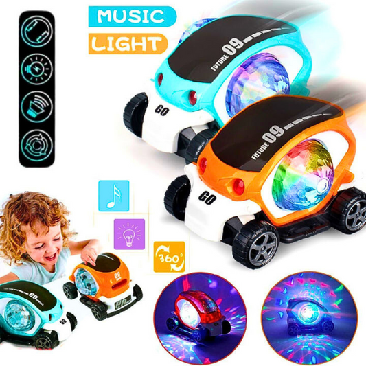 LED Flashing Light Toy Car for Kids – Musical Bump and Go Car with Lights & Music