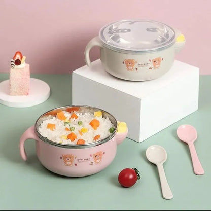 Baby Stainless Steel Warmer Feeding Bowl with Handles for Babies,Toddlers and Kids | spill-resistant baby bowl | Baby feeding bowl with lid