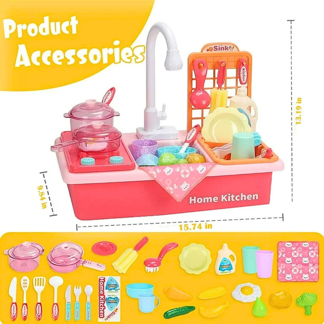Water Pretend Toys Kids Kitchen Sink Water Dishwasher Toy Set