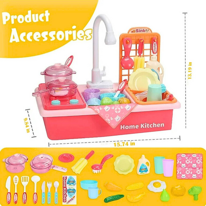 Water Pretend Toys Kids Kitchen Sink Water Dishwasher Toy Set
